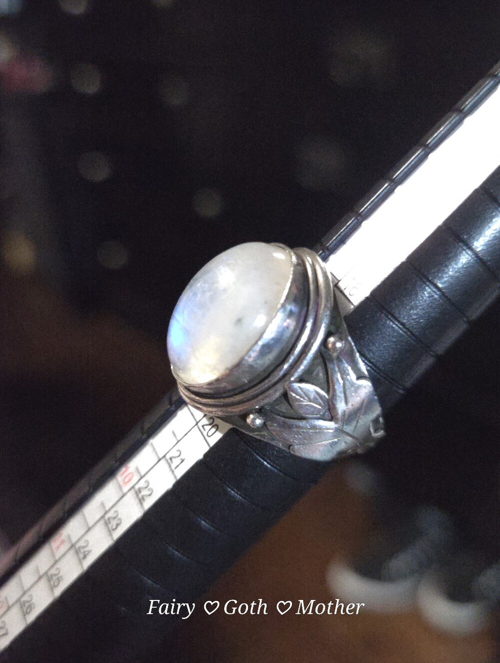 Vintage Sterling Silver 7ct Rainbow Moonstone Leaf Statement Ring Sz 8 - Picture 2 of 9